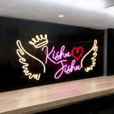 Custom Couple Names With Crown Neon sign | wedding neon signs | couple name neon lights - BBD GIFTS
